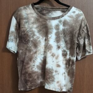 GAP Brown and Cream Tie-Dye Short Sleeve Tee